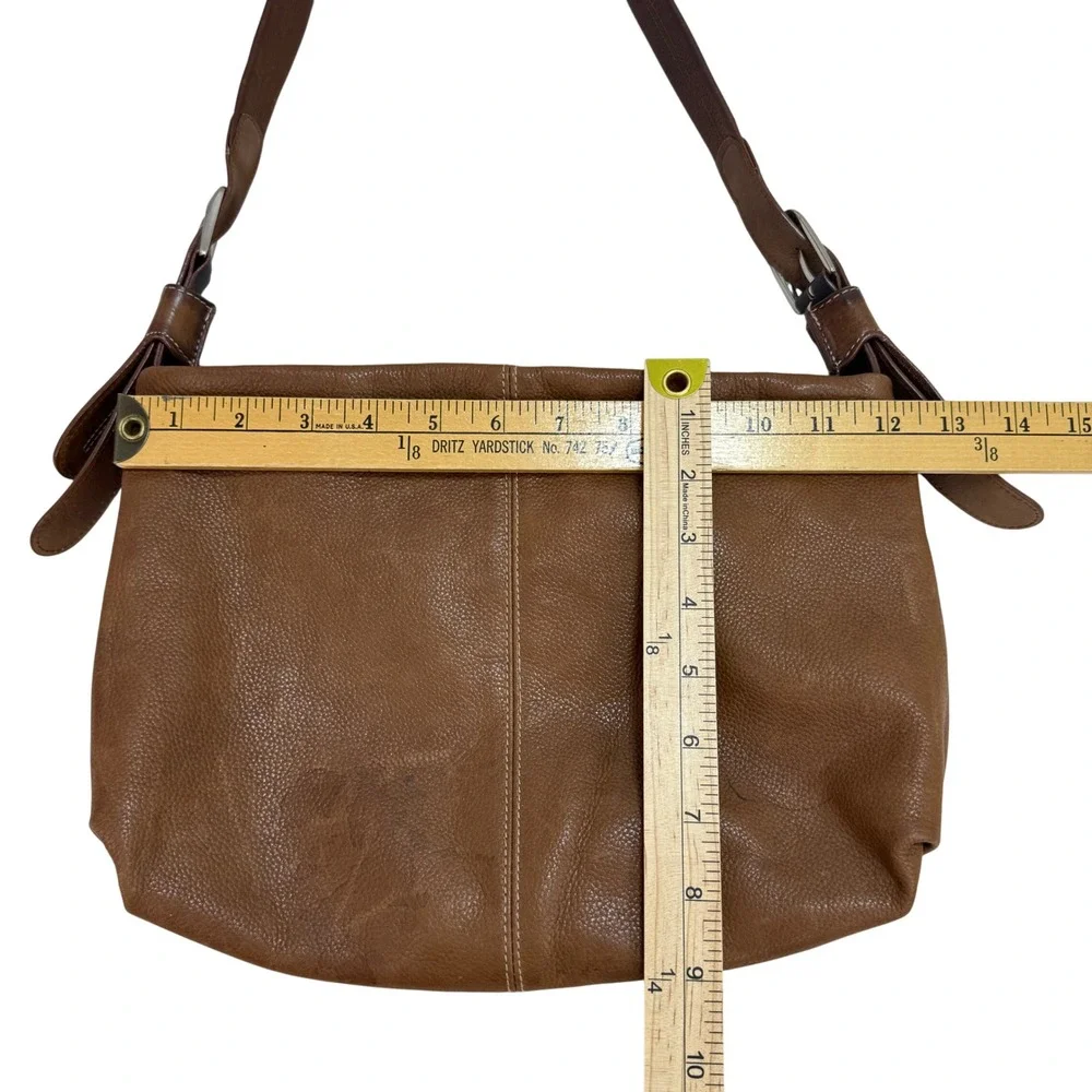 Stone Mountain Leather Shoulder Bag Medium Brown Buckle Strap Boho Classic Hobo